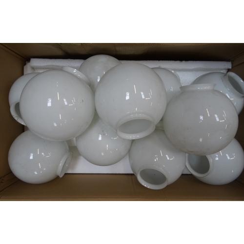 491 - ELEVEN OPAQUE GLASS LIGHT SHADES
of circular form, 20cm high (11)