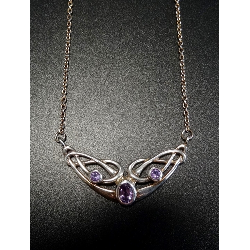 26 - HERITAGE BY KIT HEATH AMETHYST SET SILVER NECKLET
the amethysts in Celtic scroll design pendant sect... 
