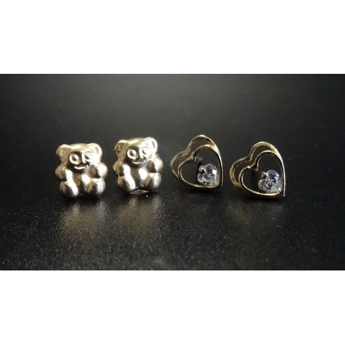 46 - TWO PAIRS OF GOLD STUD EARRINGS
the heart shaped pair set with CZ and in nine carat gold, the other ... 
