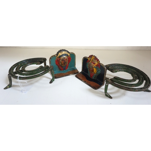 258 - PAIR OF CAST IRON NOVELTY BOOKENDS
modelled as native Americans, brightly decorated and wearing head... 