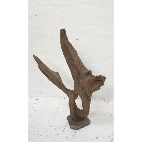 297 - ABSTRACT DRIFTWOOD SCULPTURE
mounted on a slate base, 80cm high