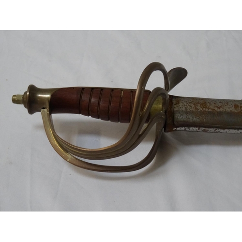 425 - REPRODUCTION NAVAL OFFICERS SWORD
with an 84cm blade marked 'India', with a mahogany grip and pierce... 