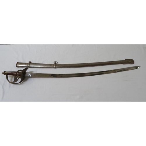 425 - REPRODUCTION NAVAL OFFICERS SWORD
with an 84cm blade marked 'India', with a mahogany grip and pierce... 