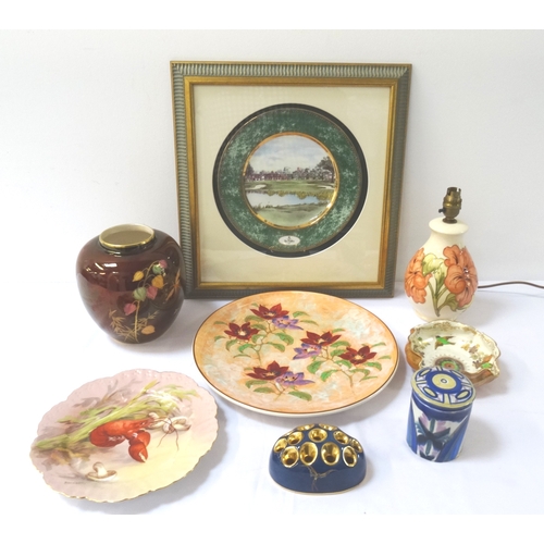 246 - MIXED LOT OF CERAMICS
including a Moorcroft hibiscus pattern table lamp, 26cm high;,Carlton Ware Rou... 