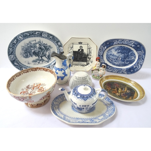 244 - MIXED LOT OF CERAMICS
including a pottery oval meat plate marked Ivanhoe, transfer decorated with a ... 