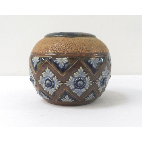 247 - ROYAL DOULTON STONEWARE MATCH HOLDER / STRIKER
with blue and brown glazed decoration, with impressed... 