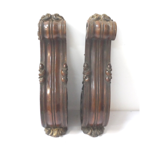 575 - PAIR OF DECORATIVE MAHOGANY CARVED SUPPORTS
each scroll shaped rectangular support with acanthus lea... 