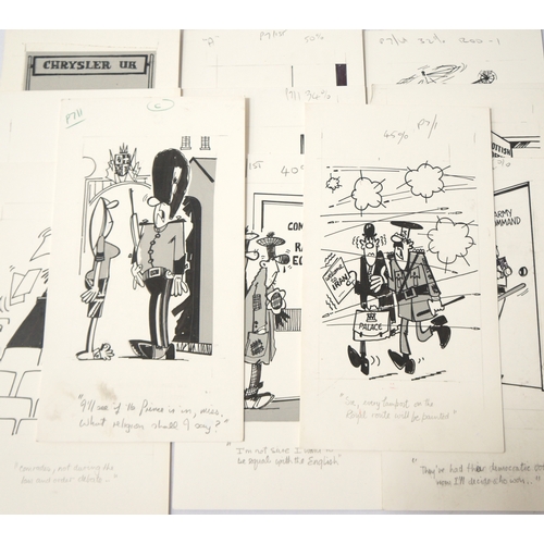 342 - ROD MCLEOD (Scottish cartoonist)
ten ink drawings, late 1970/early 1980s, politics related, pencil d... 