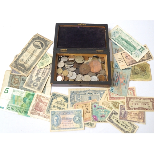 440 - SLECTION OF BRITISH AND WORLD COINS AND BANKNOTES
including some coins from 19th century, a Farmers ... 