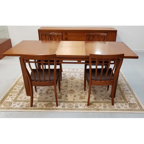 579 - GREAVES & THOMAS TEAK DINING ROOM SUITE
comprising an extending dining table with a pull apart top r... 