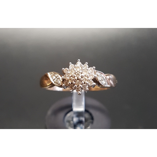 35 - DIAMOND CLUSTER RING
the central diamond cluster flanked by further diamonds to the twist shoulders,... 