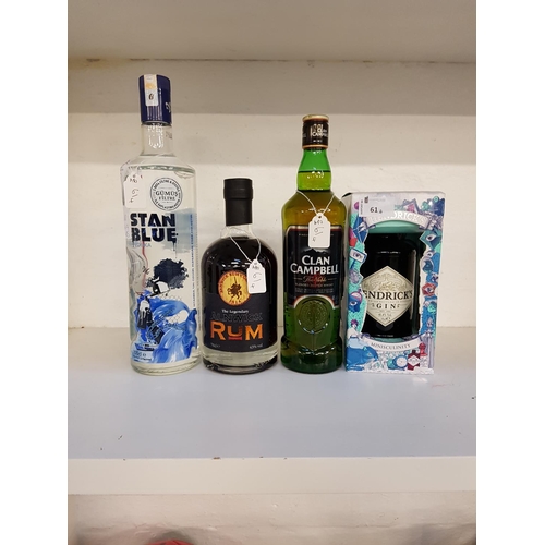 61 - SELECTION OF SPIRITS
comprising: one STAN BLUE VODKA (1 Litre/ 37.5% abv); one ALNWICK RUM (70cl/ 43... 