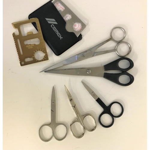 122 - SMALL SELECTION OF SCISSORS AND WALLET TOOLS (7)