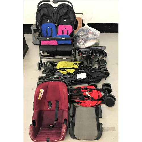 75 - SELECTION OF PRAMS, CAR SEAT AND PRAM AND BABY CARRYING ACCESSORIES
comprising two twin buggies - Co... 