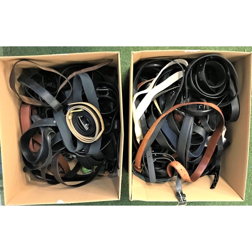 78 - TWO BOXES OF LADIES' AND GENTS' BELTS