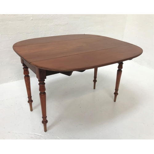 499 - LATE VICTORIAN MAHOGANY TABLE
with shaped drop flaps and a single frieze drawer, standing on turned ... 