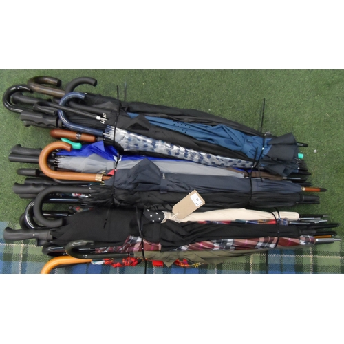 62 - SELECTION OF THIRTY-SIX UMBRELLAS
including: golf and stick styles.