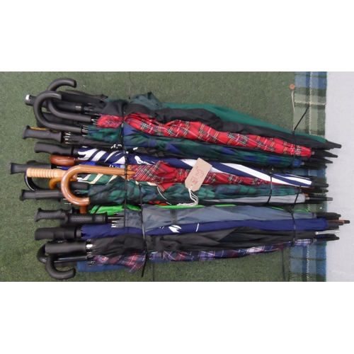 63 - SELECTION OF THIRTY-SIX UMBRELLAS
including: golf and stick styles.