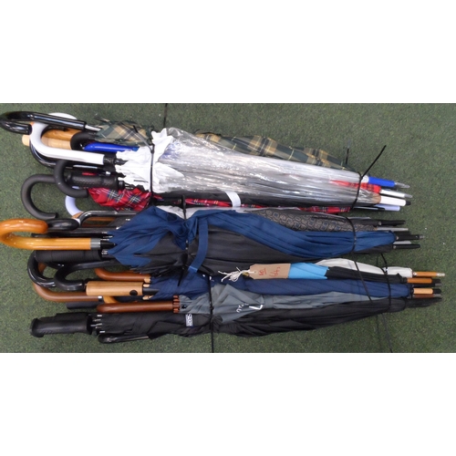 64 - SELECTION OF THIRTY-SIX UMBRELLAS
including: golf and stick styles.