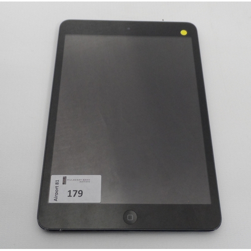 179 - APPLE IPAD MINI (WIFI) - MODEL A1432
serial number: F4KL25BDF194.  i-cloud protected.  Note: It is t... 