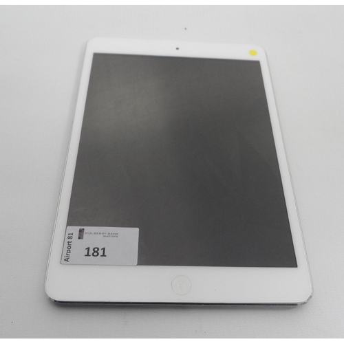 181 - APPLE IPAD MINI (WIFI) - MODEL A1432
serial number: DQTJR3HAF196.  i-cloud protected.  Note: It is t... 