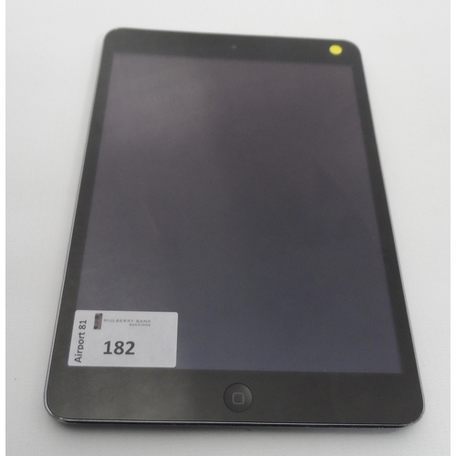 182 - APPLE IPAD MINI 2 (WIFI) - MODEL A1489
serial number: F9FS4692FCM6  i-cloud protected.  Note: It is ... 