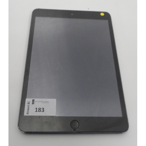 183 - APPLE IPAD MINI (WIFI) - MODEL A1432
serial number: F7NMWYK2FP84.  i-cloud protected.  Marks on scre... 