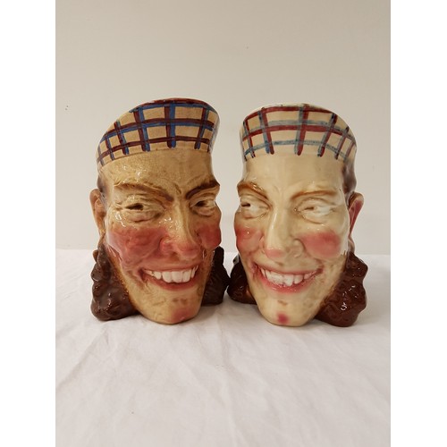 267 - TWO 19TH CENTURY SARREGUEMINES CHARACTER JUGS
depicting Scotsmen, each marked to the base 3210, 19.5... 