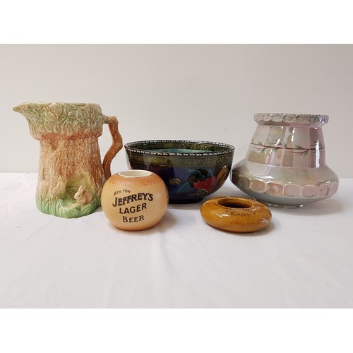 274 - MIXED LOT OF CERAMICS
including a Sylvac Ware vase modelled as a tree trunk house, Burleigh Ware Bur... 