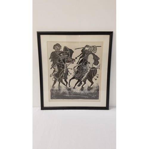 435 - TULU GUYA
Warriors on horseback, limited edition print numbered 12/100, 49cm x 43cm