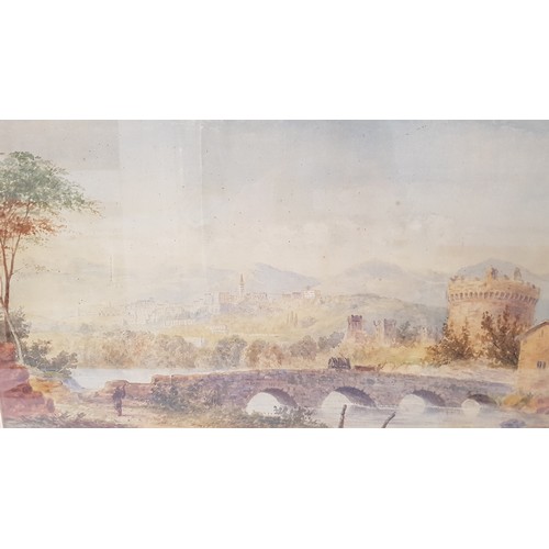 454 - RICHARD CHANCELLOR
Bridge across the water, watercolour, signed and dated 1873, 25.5cm x 49cm