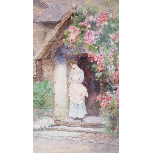 456 - BRITISH SCHOOL
Roses around the door, watercolour, indistinctly signed, 29.5cm x 22cm