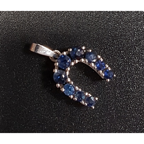 106 - GRADUATED SAPPHIRE HORSESHOE PENDANT
in eight carat white gold