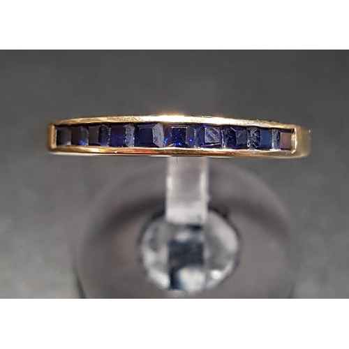 143 - CHANNEL SET SAPPHIRE HALF ETERNITY RING
in ten carat gold, ring size N