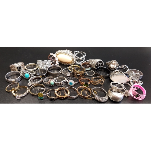 123 - SELECTION OF SILVER AND OTHER RINGS
including CZ, mother of pearl and stone set examples, 1 box