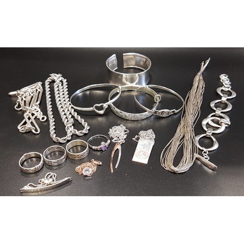 135 - GOOD SELECTION OF SILVER JEWELLERY
including a multi strand necklace, four various bangles, three pi... 