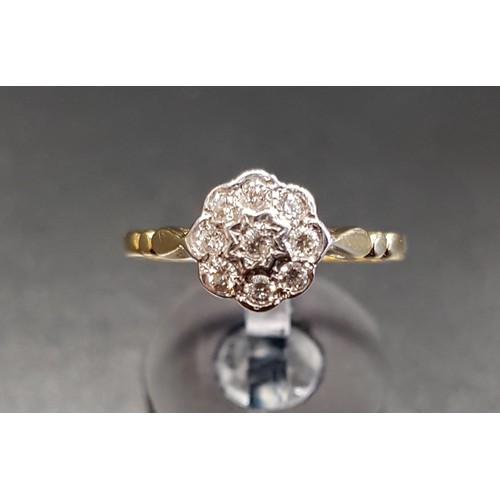 122 - DIAMOND CLUSTER RING
the diamonds totalling approximately 0,27cts, on eighteen carat gold shank, rin... 