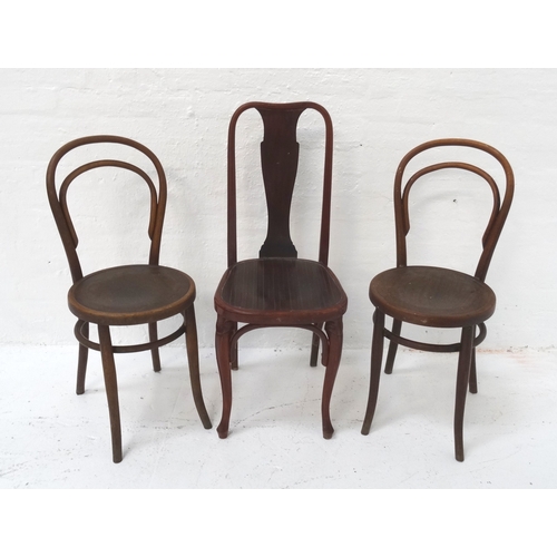 506 - PAIR OF BENTWOOD DINING CHAIRS
with shaped backs above circular elm seats, standing on front shaped ... 