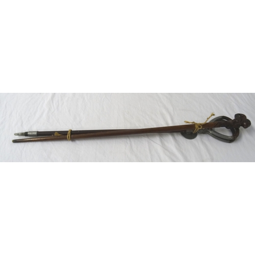 365 - BURR ELM WALKING CANE
of tapering form surmounted with a carved lion, 88.5cm long, together with a s... 