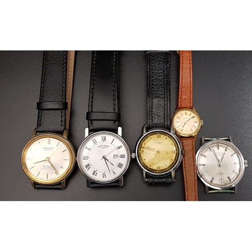 178 - FIVE VINTAGE WRISTWATCHES
comprising four gentlemen's wristwatches: a Seiko Automatic Sea Horse, a R... 