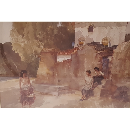 451 - SIR WILLIAM RUSSELL FLINT RA (1880-1969)
Gypsies by the villa, print, 28cm x 39cm