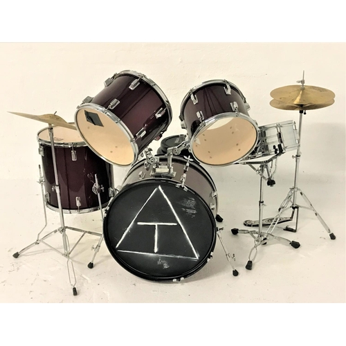 388 - SESSION PRO DRUM KIT
comprising four drums with deep red coloured bodies, snare drum, two cymbals an... 