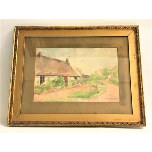 464 - MARGARET KIPPEN STRANG
Village cottage, watercolour, signed and dated 1906, 25cm x 37.5cm