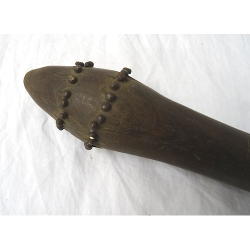 375 - ABORIGINAL NAIL HEAD CLUB
with nails applied to the bulbous head on a fluted shaft, 87.5cm long