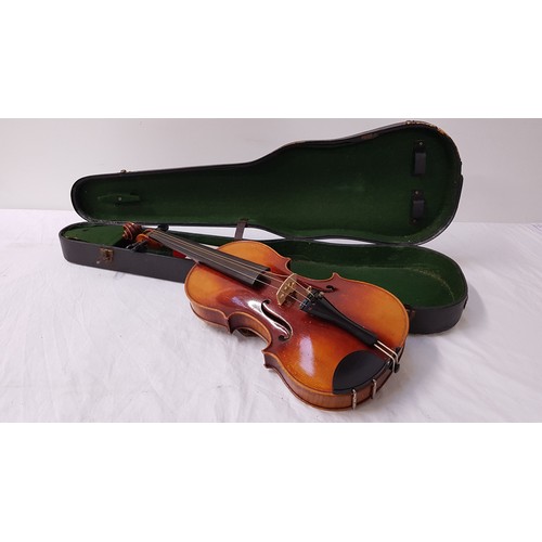 381 - RUSHWORTH & DREAPER VIOLIN
size 4/4 bearing an interior trade label 'The Apollo, Style 10, 1940' con... 