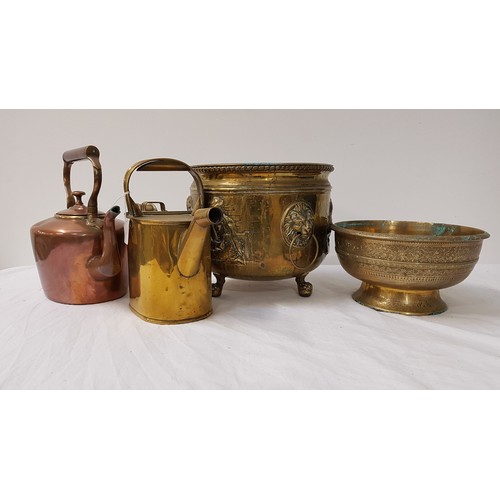 328 - MIXED LOT OF METAL WARE
including a large selection of brass wear, watering can, ash tray, bangle, v... 