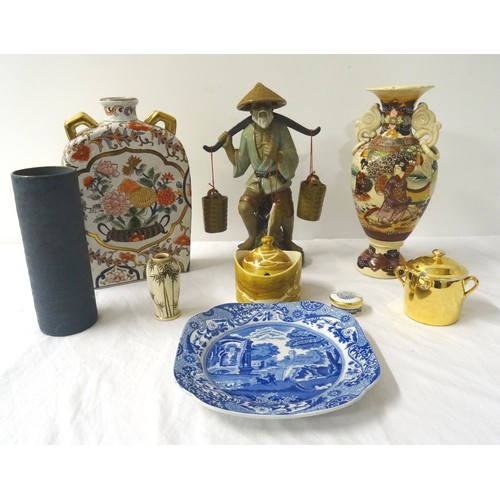 289 - SELECTION OF EAST ASIAN AND OTHER DECORATIVE CERAMICS
including a figurine of a fisherman , a moon t... 