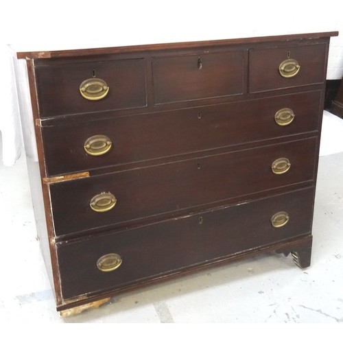 501 - GEORGE III MAHOGANY CHEST
the moulded top above three short drawers with three long graduated and co... 