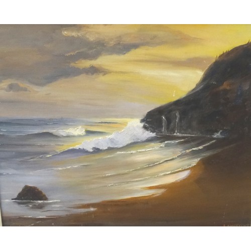 441 - LAMPRECHT
Crashing Waves, oil on board, signed, 38.5cm x 48.7cm