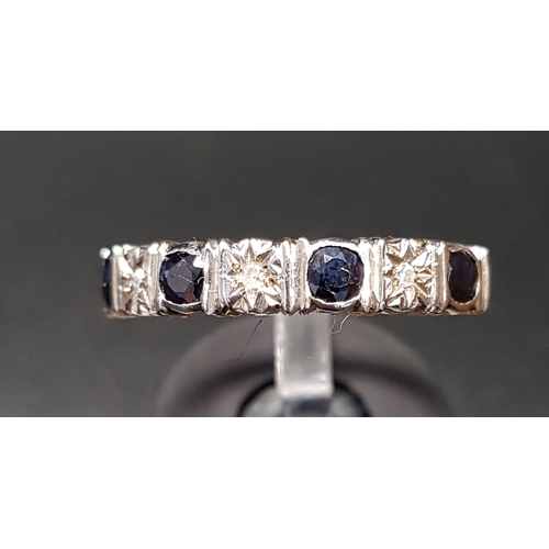 77 - SAPPHIRE AND DIAMOND HALF ETERNITY RING
with alternating sapphires and diamonds, on nine carat gold ... 